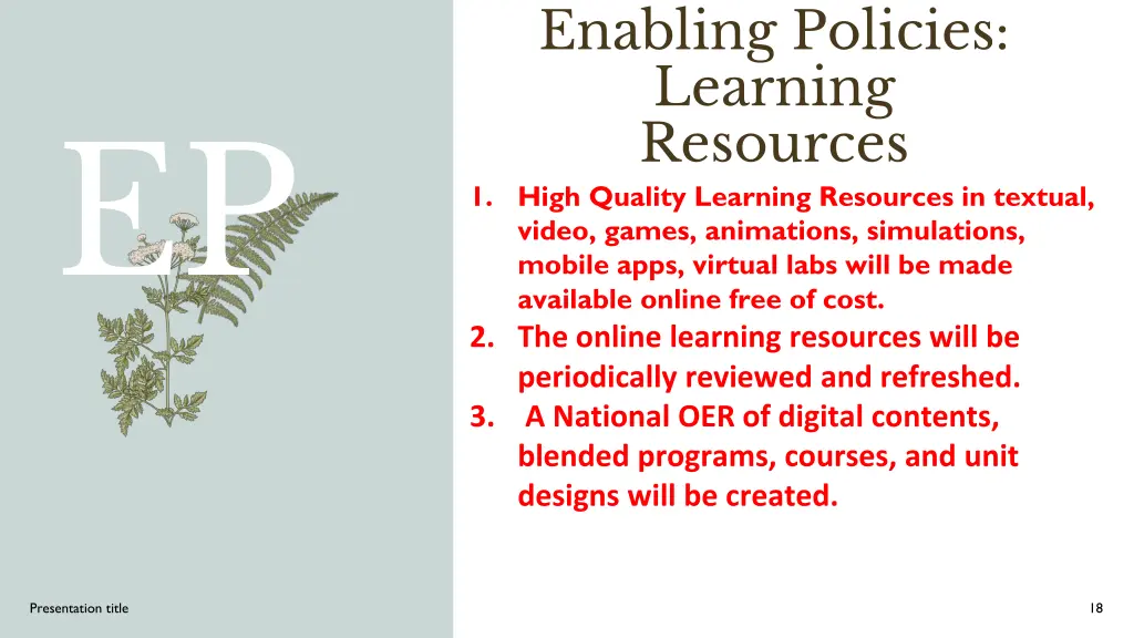 enabling policies learning resources 1 high