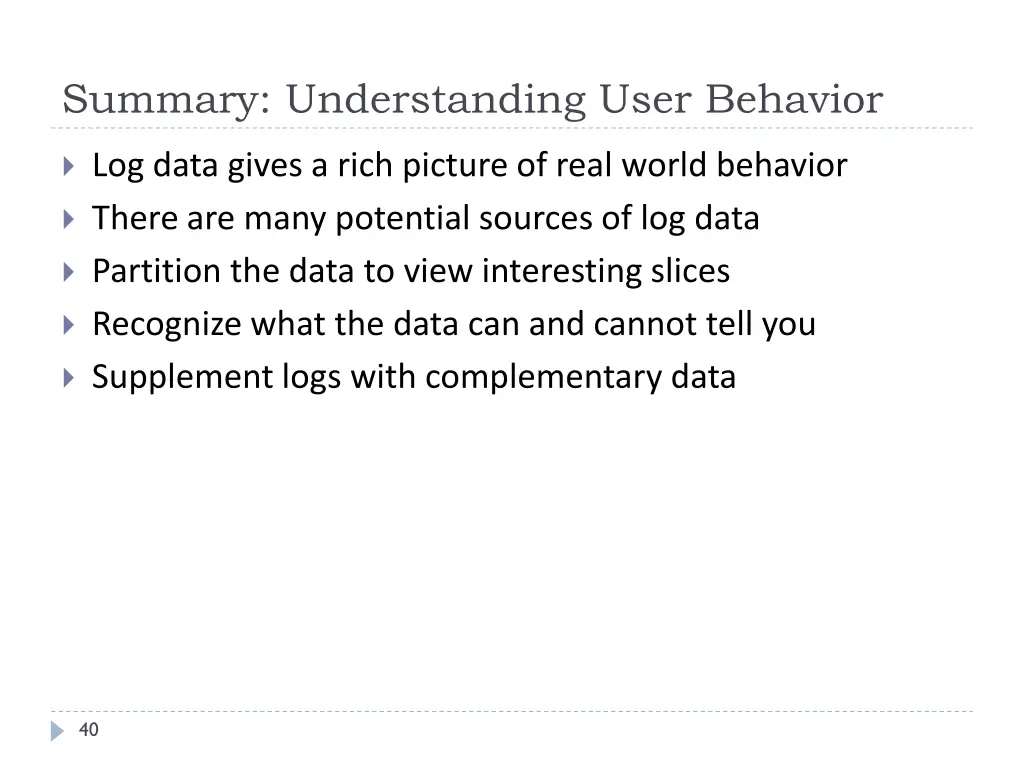 summary understanding user behavior