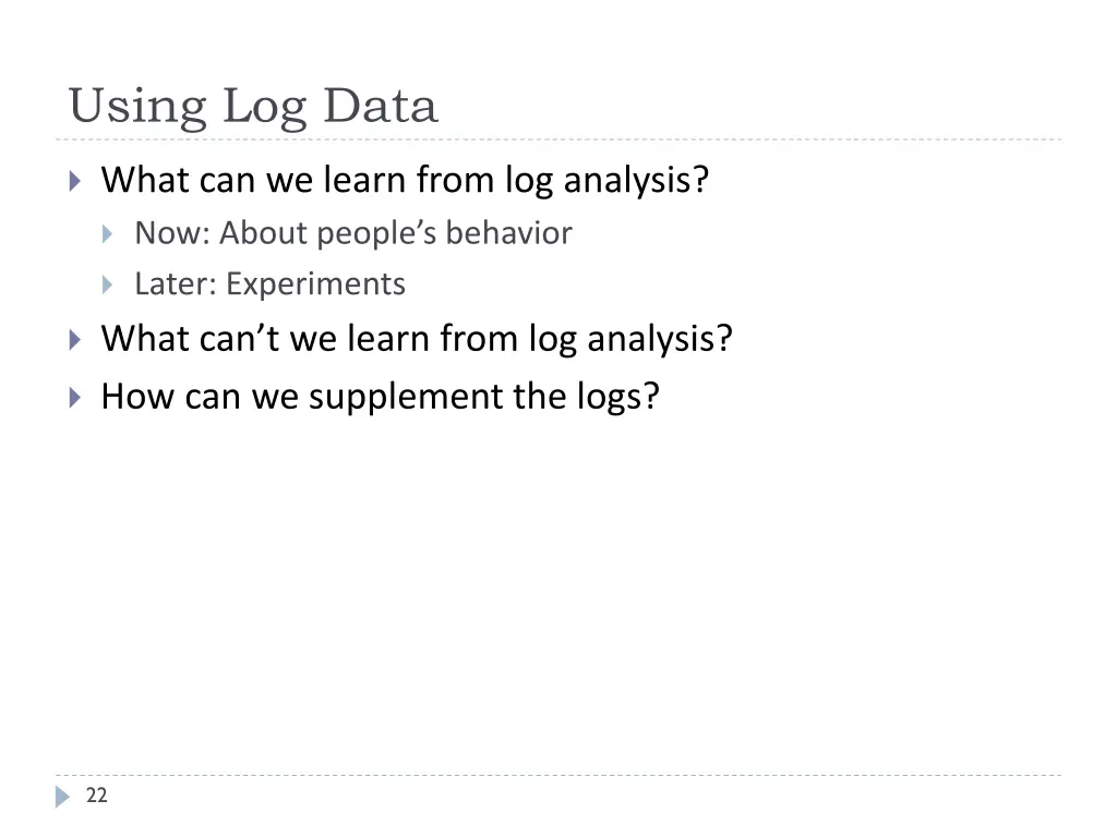 using log data 1