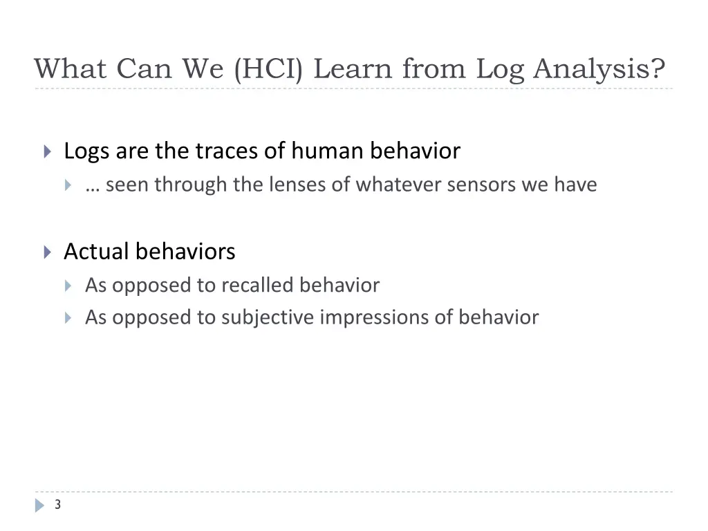 what can we hci learn from log analysis