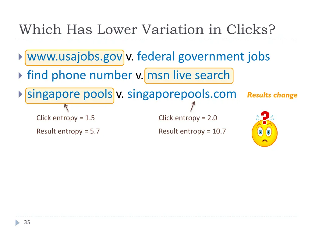 which has lower variation in clicks