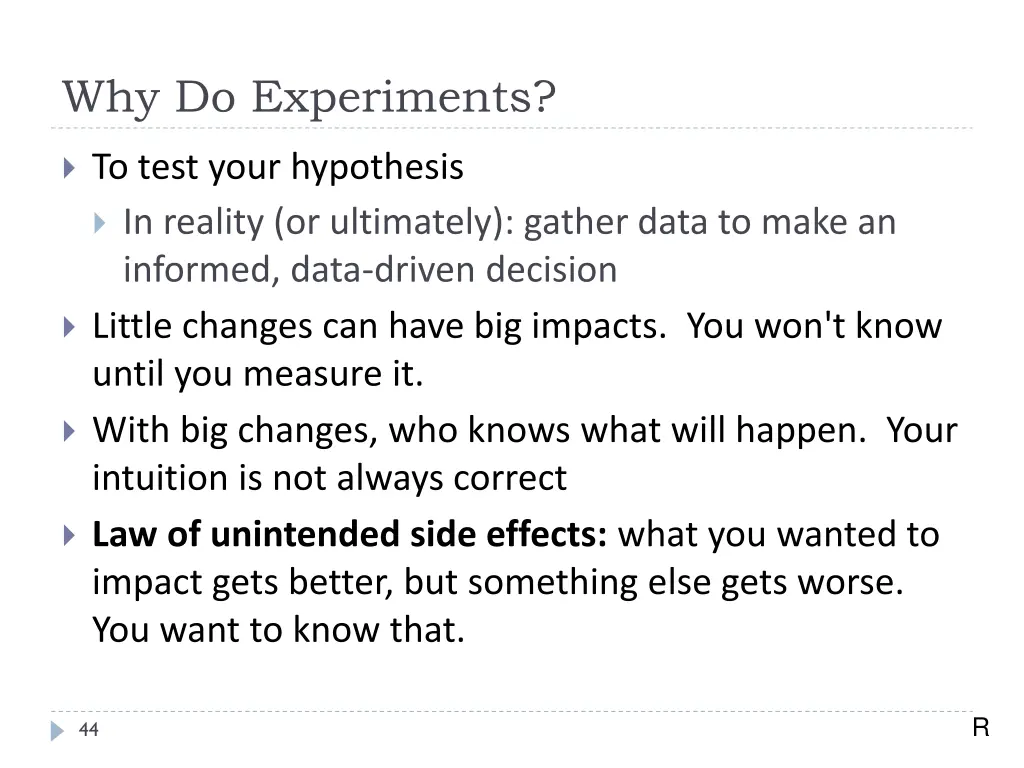 why do experiments