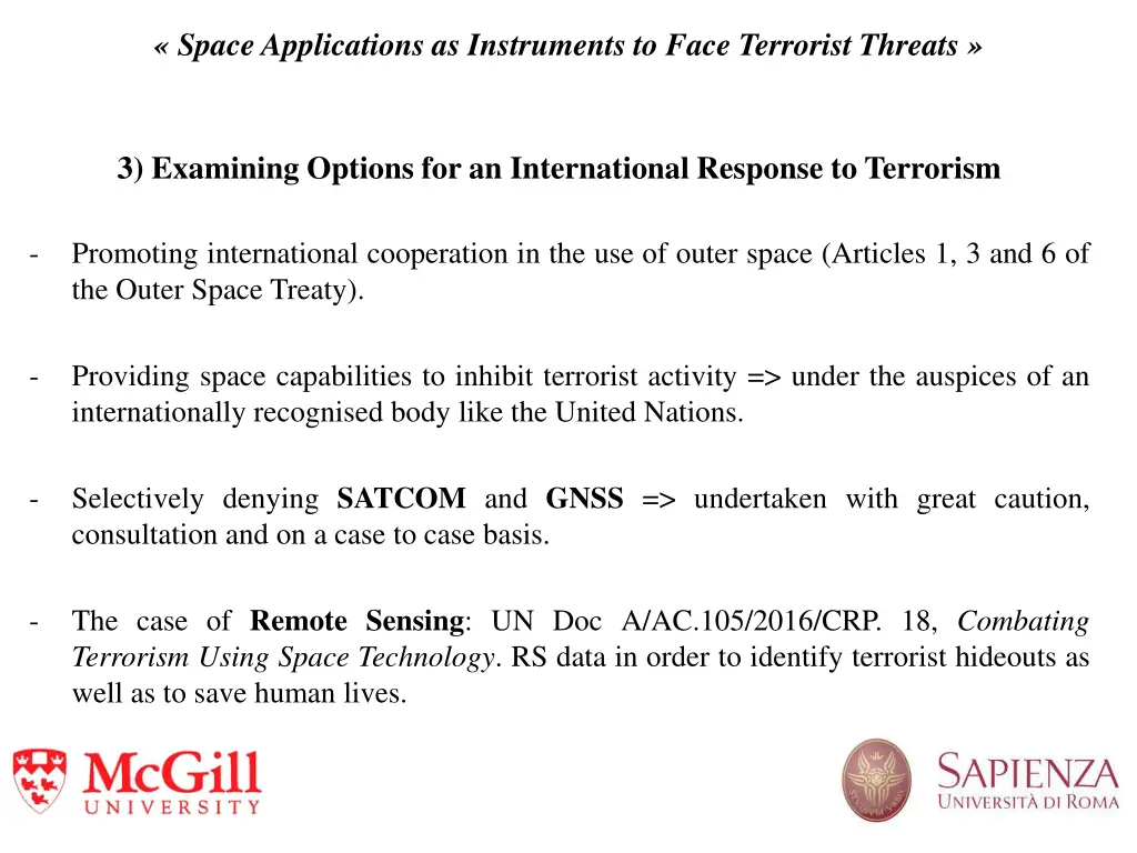 space applications as instruments to face 4