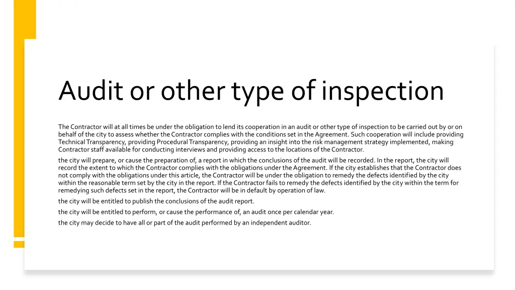 audit or other type of inspection