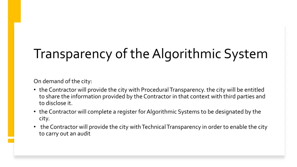 transparency of the algorithmic system