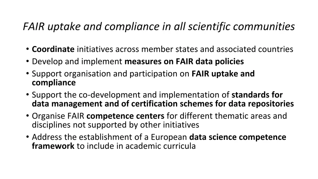 fair uptake and compliance in all scientific