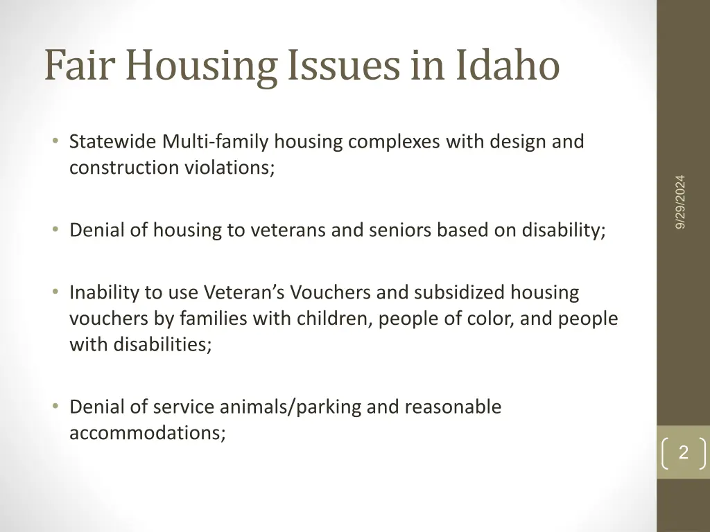 fair housing issues in idaho