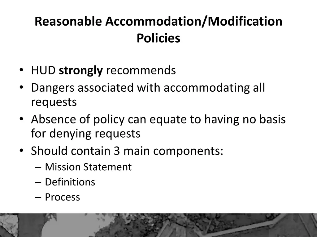 reasonable accommodation modification policies