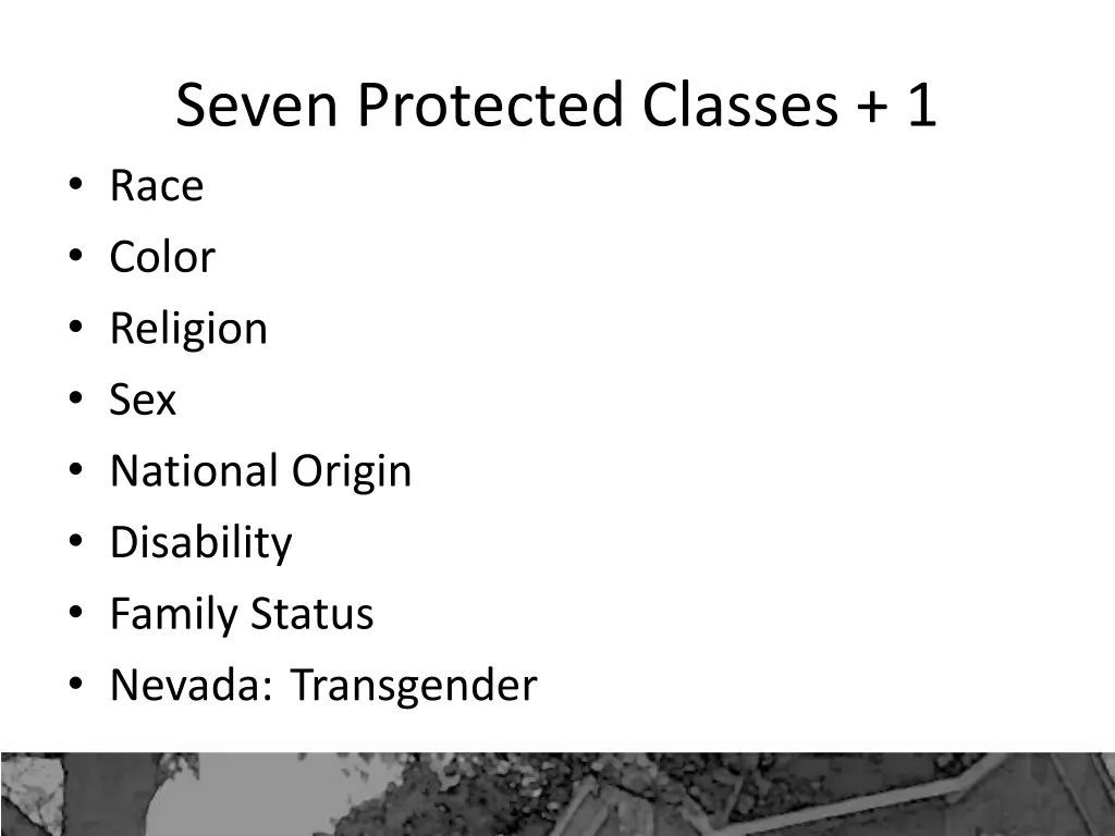 seven protected classes 1 race color religion