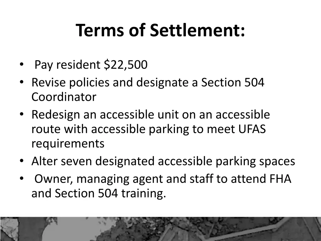 terms of settlement