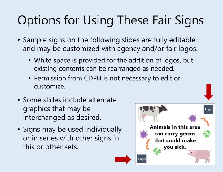 options for using these fair signs