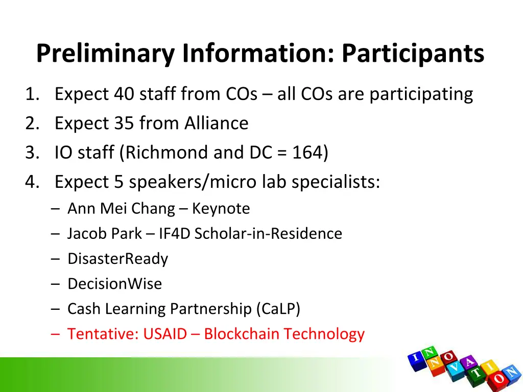 preliminary information participants