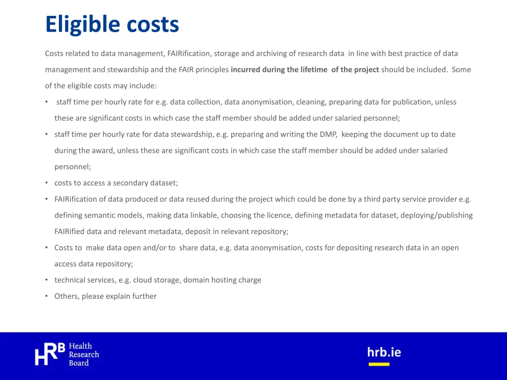 eligible costs