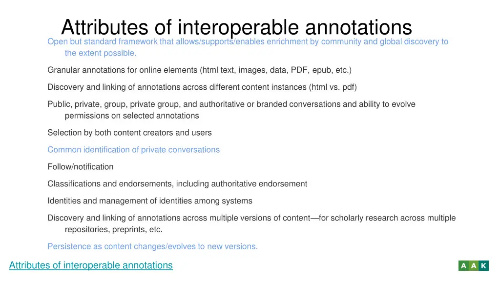 attributes of interoperable annotations