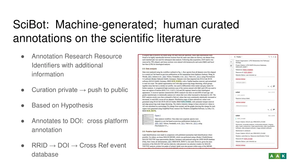 scibot machine generated human curated