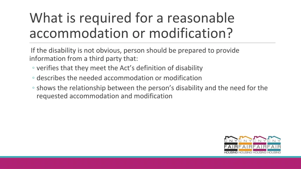 what is required for a reasonable accommodation 1