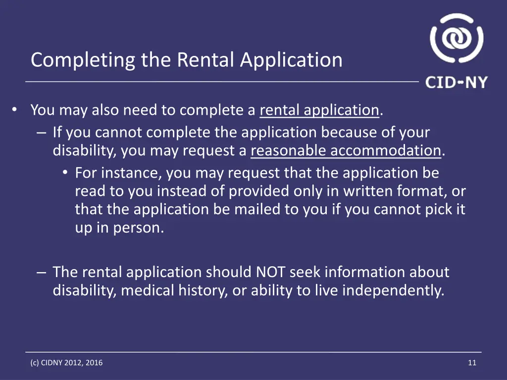 completing the rental application