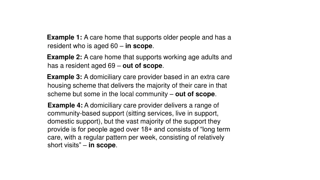 example 1 a care home that supports older people