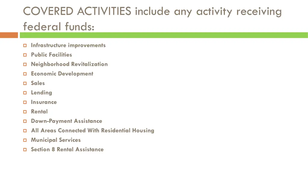 covered activities include any activity receiving