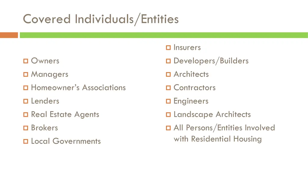 covered individuals entities