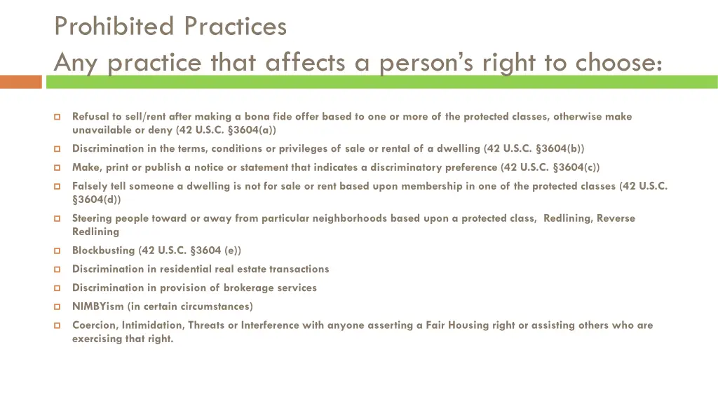 prohibited practices any practice that affects