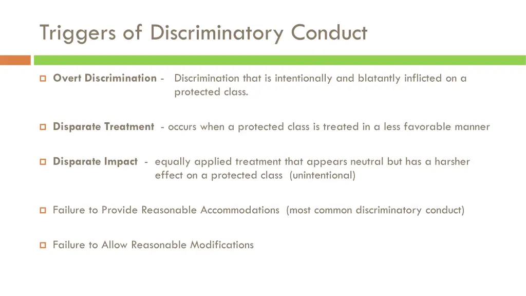 triggers of discriminatory conduct