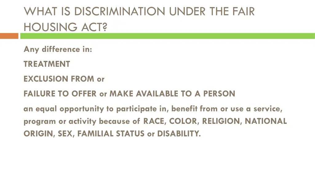 what is discrimination under the fair housing act