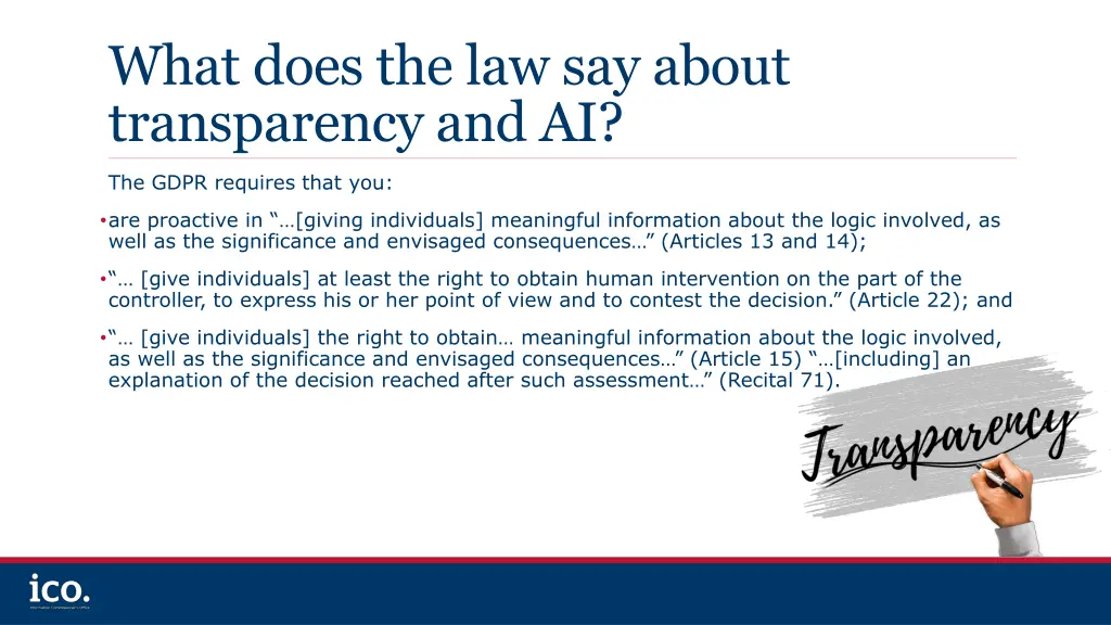 what does the law say about transparency and ai