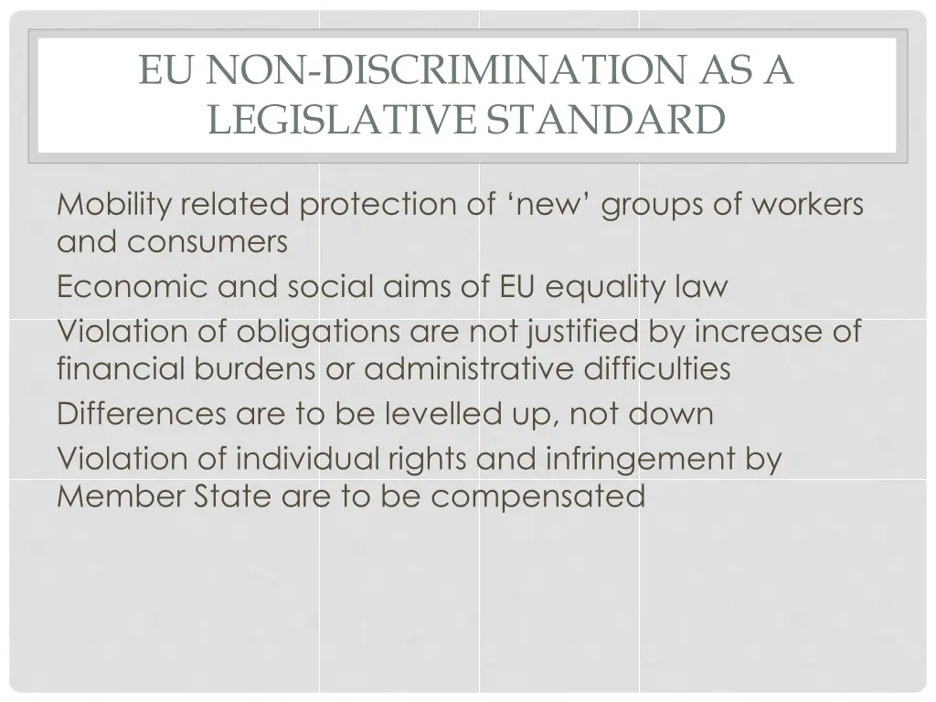 eu non discrimination as a legislative standard