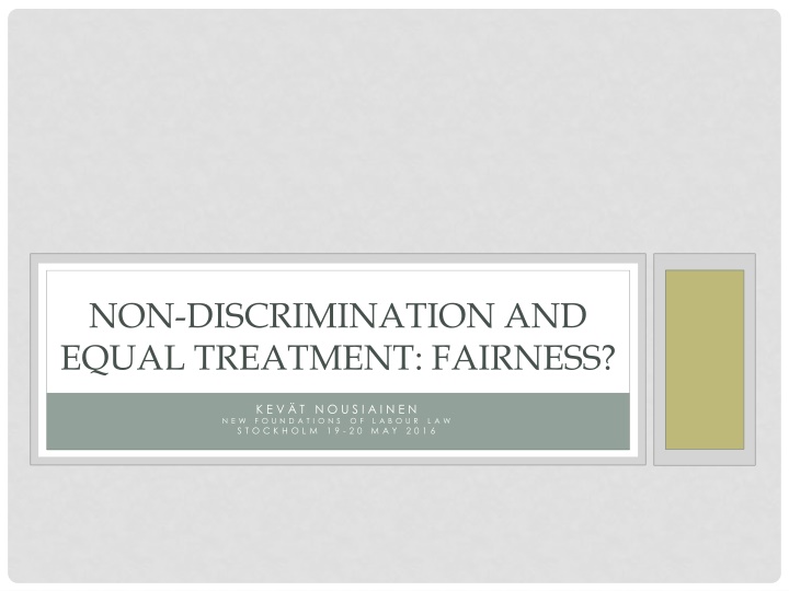 non discrimination and equal treatment fairness