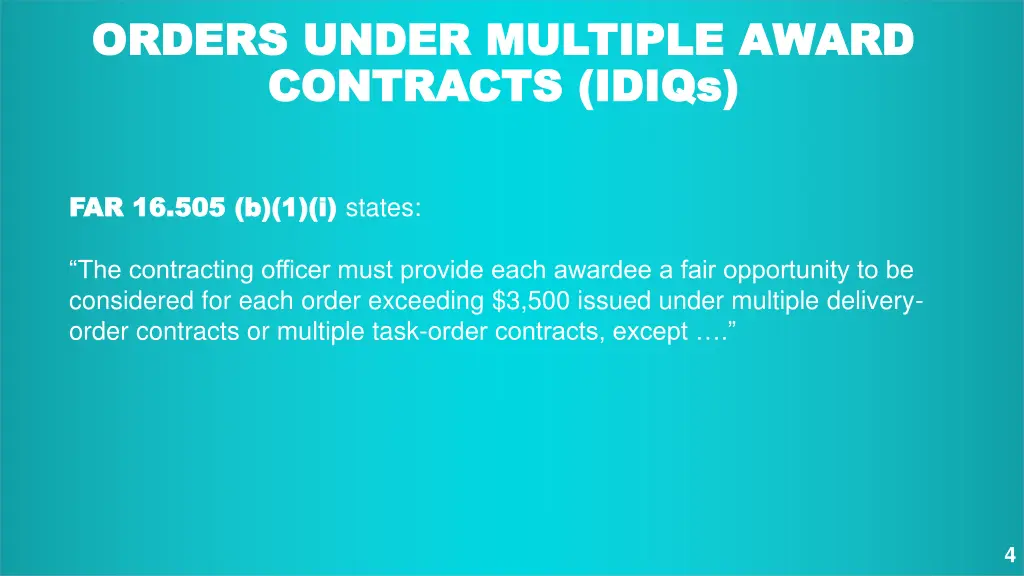 orders under multiple award orders under multiple