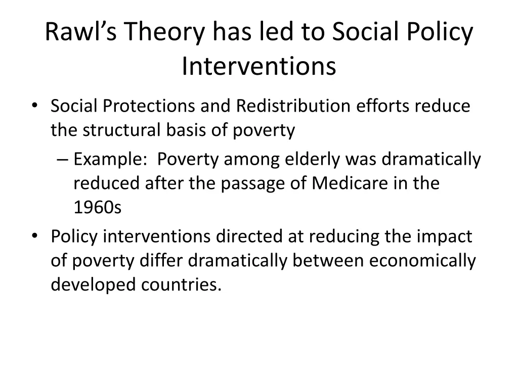 rawl s theory has led to social policy