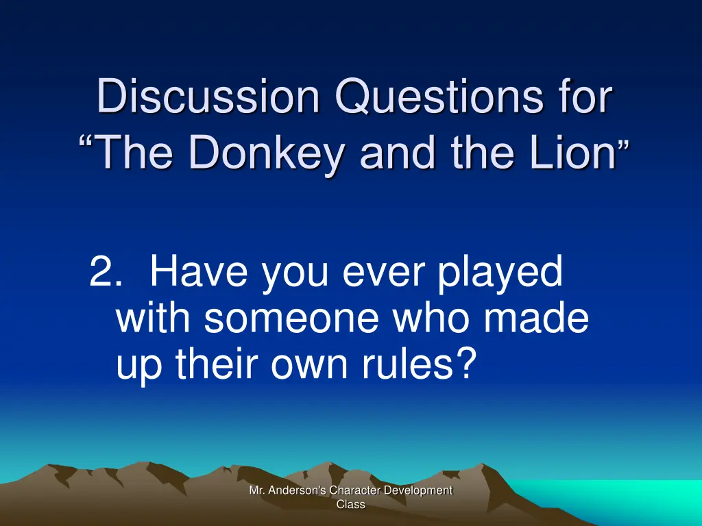 discussion questions for the donkey and the lion 1