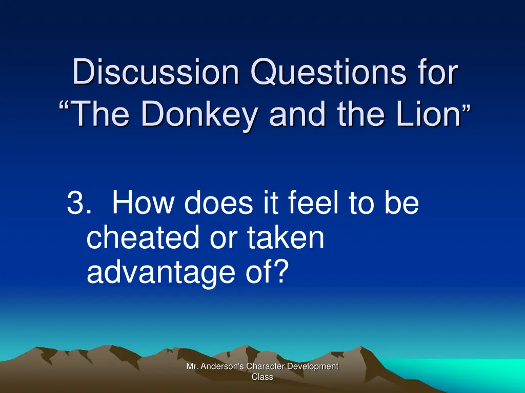 discussion questions for the donkey and the lion 2