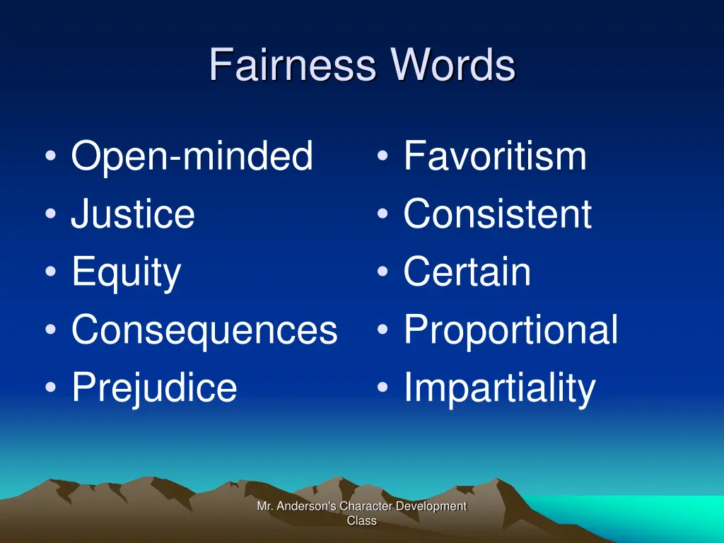 fairness words