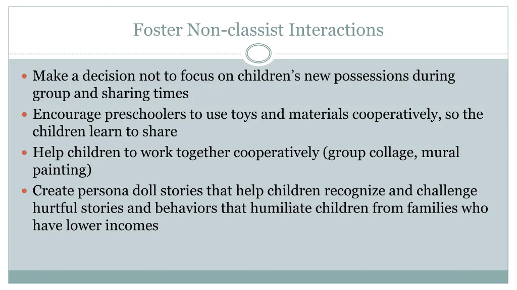 foster non classist interactions