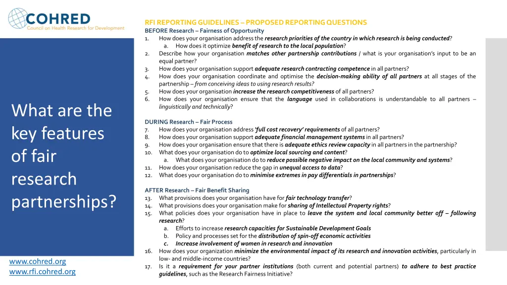 rfi reporting guidelines proposed reporting