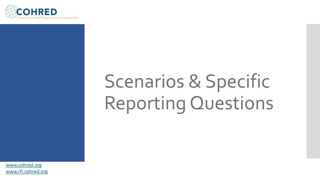 scenarios specific reporting questions