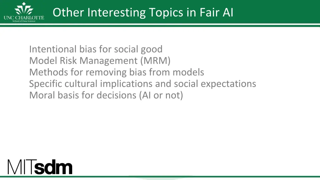 other interesting topics in fair ai