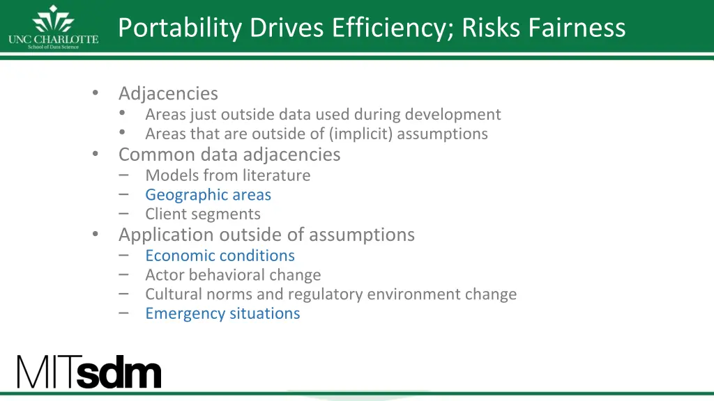 portability drives efficiency risks fairness