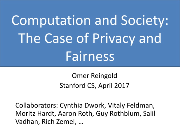 computation and society the case of privacy