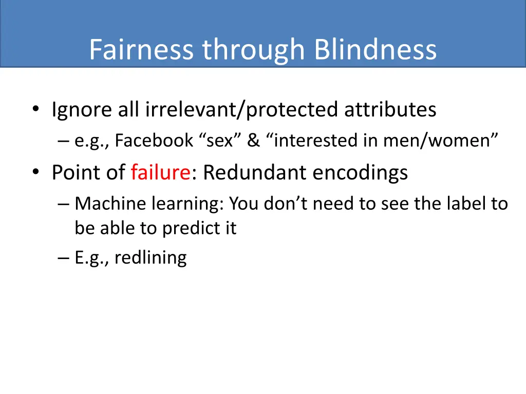 fairness through blindness