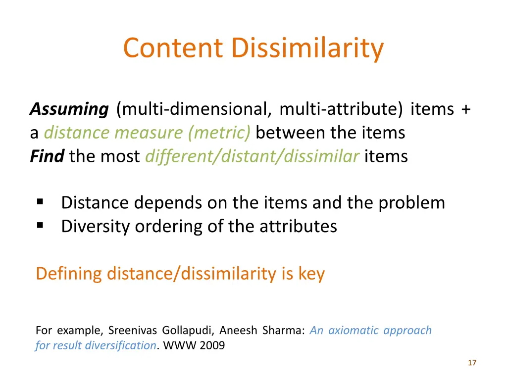 content dissimilarity