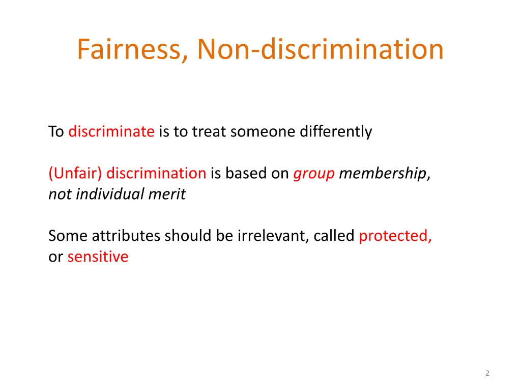 fairness non discrimination