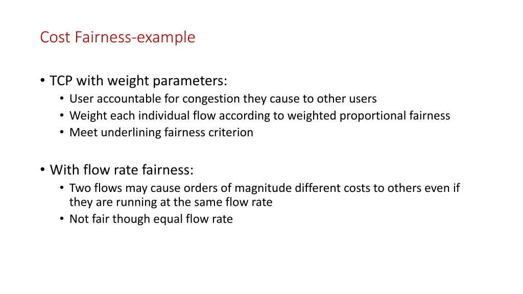 cost fairness example