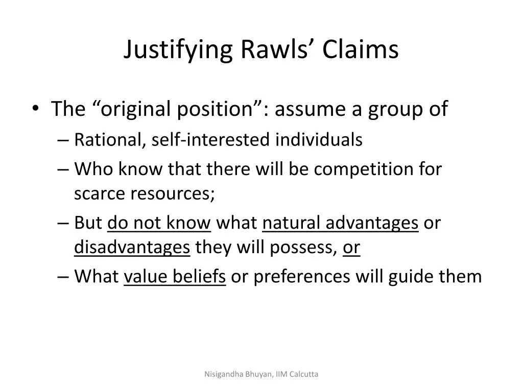 justifying rawls claims