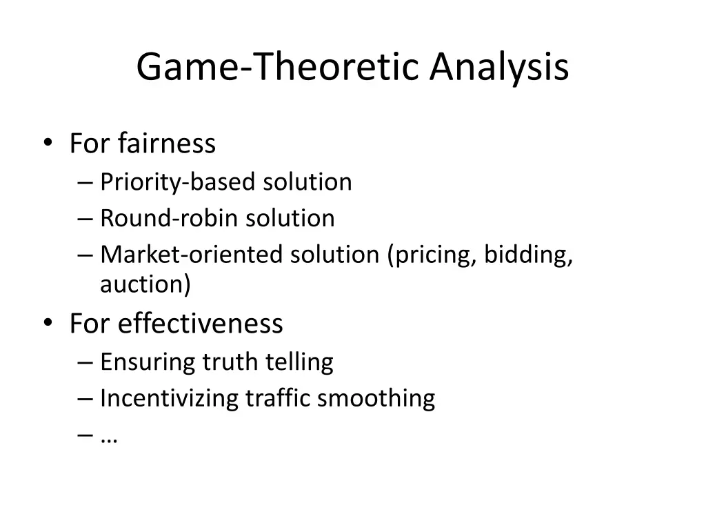 game theoretic analysis