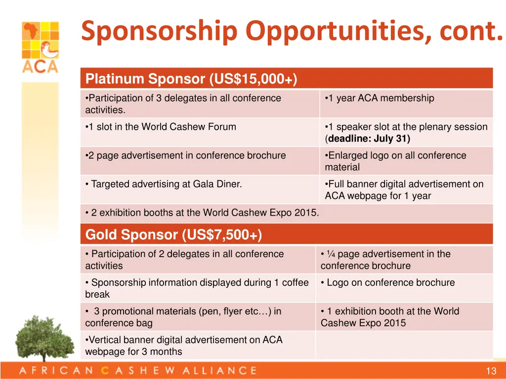 sponsorship opportunities cont