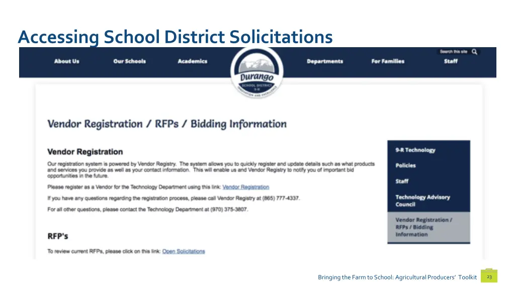 accessing school district solicitations