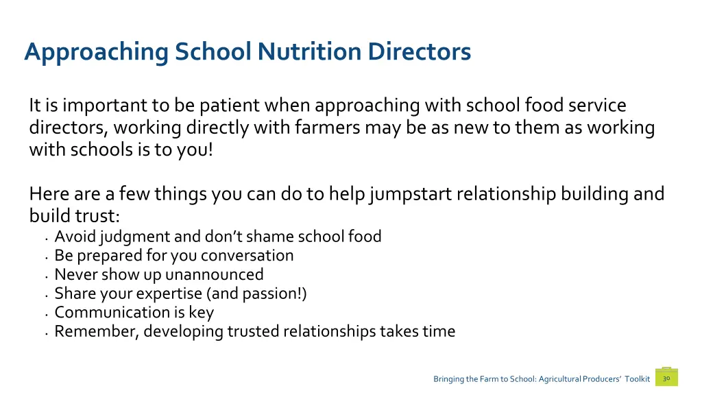 approaching school nutrition directors